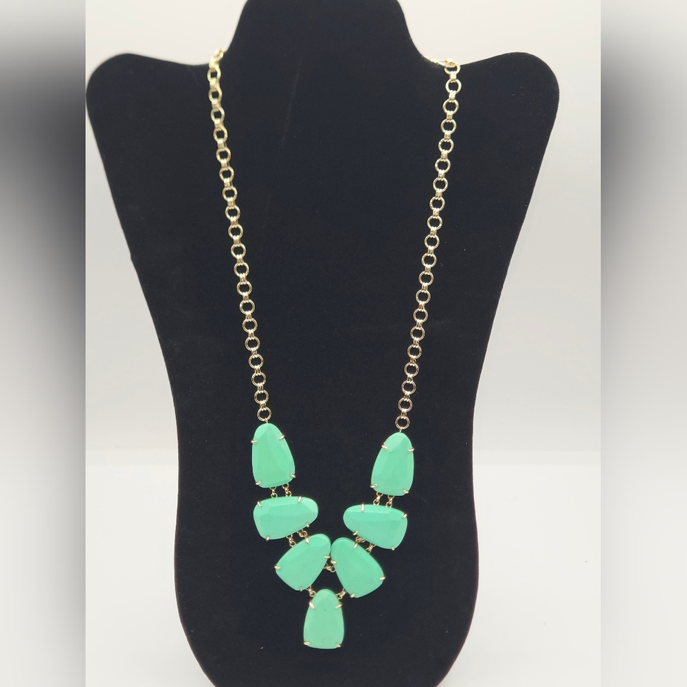 KENDRA SCOTT Statement Necklace Resin   & Gold Plated Teal Green Color